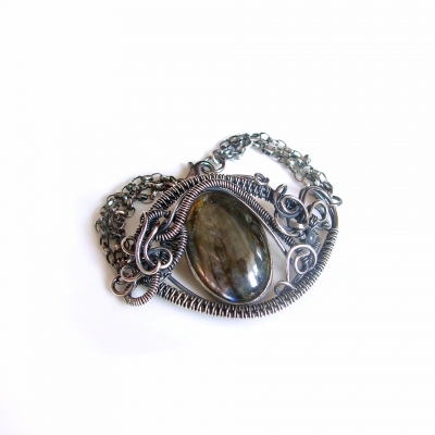 Elficka Bransoletka z labradorytem - Wire wrapping