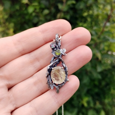 Kwarc z Rutylem Włosy Wenus Wisiorek