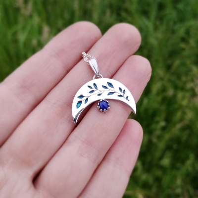 Lunula z Roślinnym Wzorem Naszyjnik