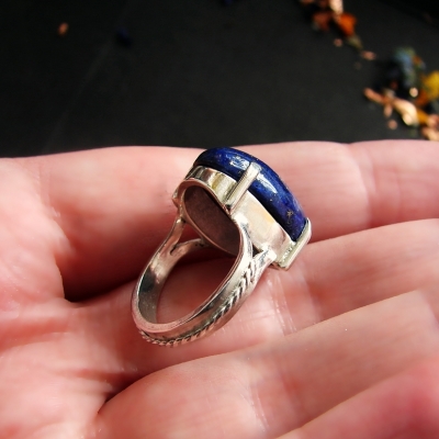 Duży Lapis Lazuli Pierścień