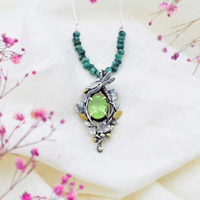 Artystyczny Naszyjnik z Oliwinem