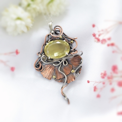 Miedziany Wisiorek z Miłorzębem