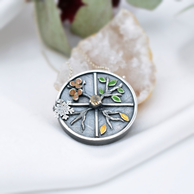 Srebrny Wisiorek z Porami Roku