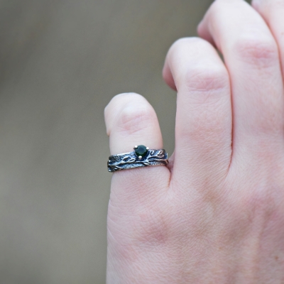 Pierścionek z Zielonym Turmalinem